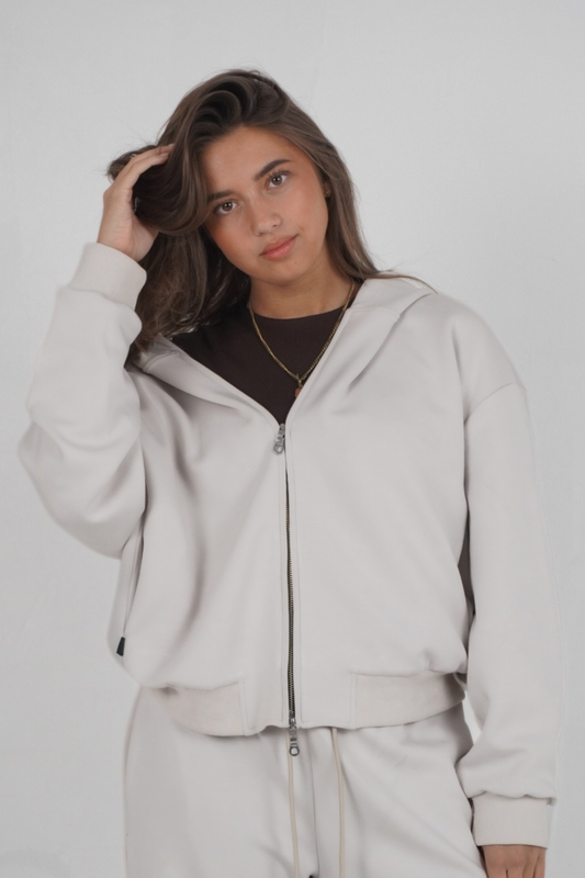 BILLIE CROPPED ZIP UP CREAM