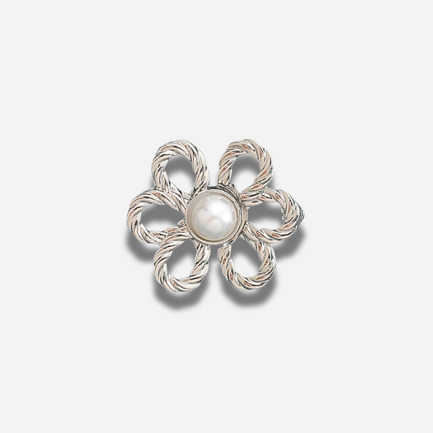 Silver pearl waist knot on a light gray background
