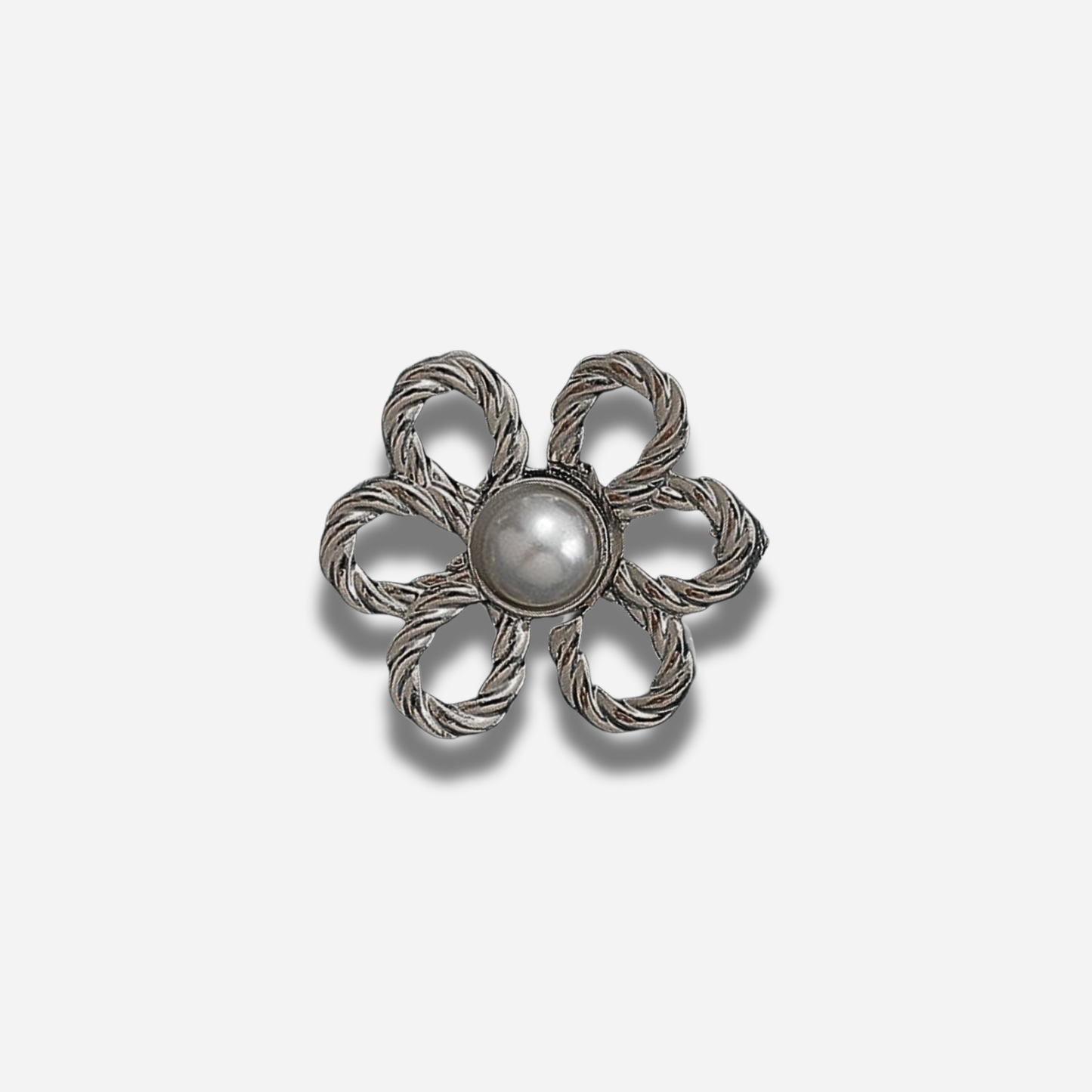 Gun black pearl waist knot on a light gray background