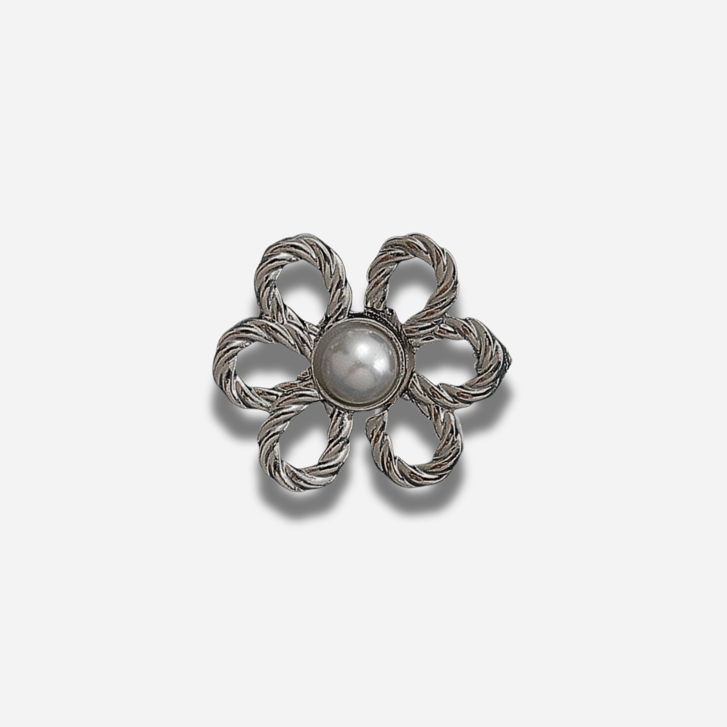 Gun black pearl waist knot on a light gray background