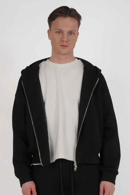 BILLIE CROPPED ZIP UP BLACK