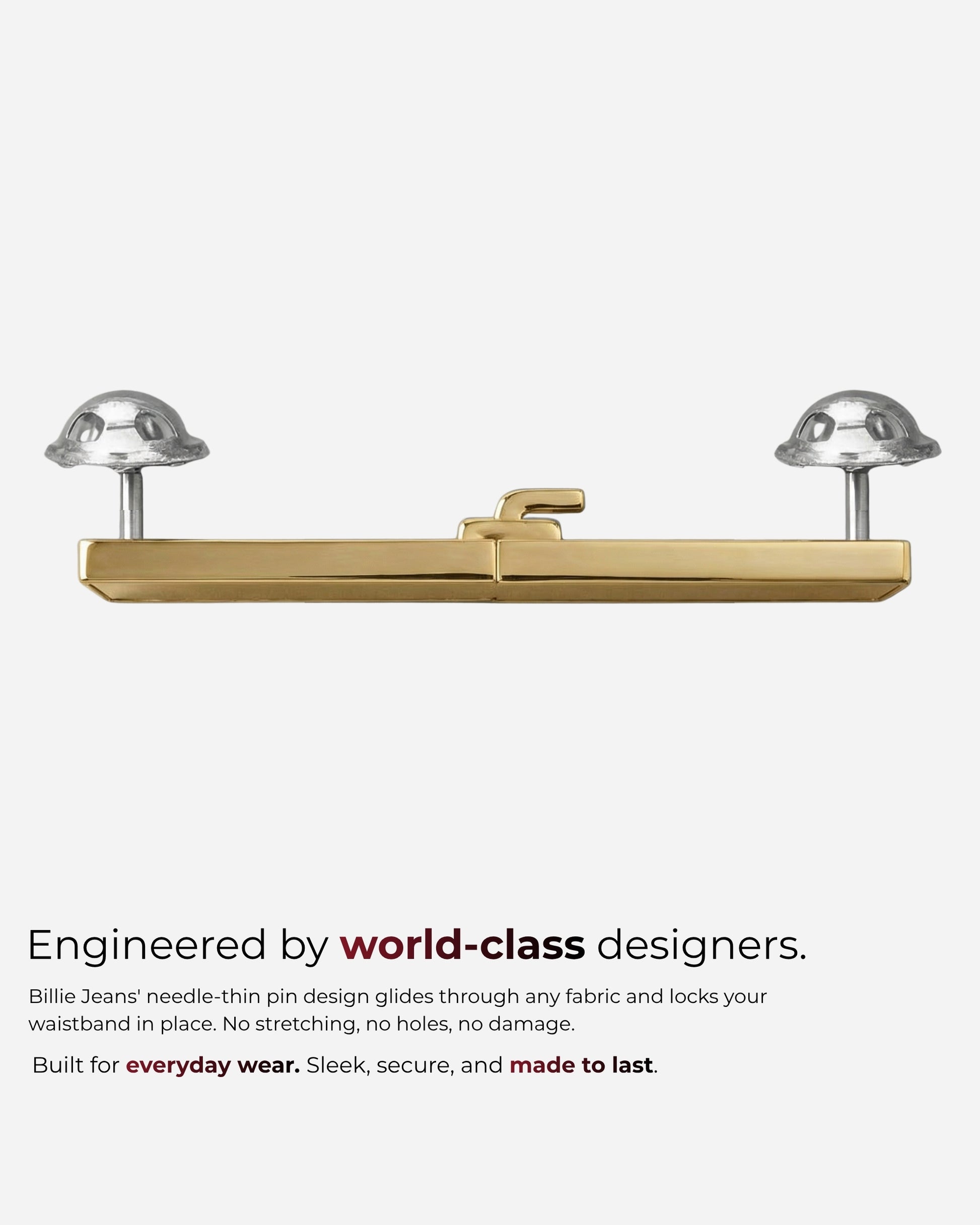 Gold and silver clasp with two rounded ends on a plain background.