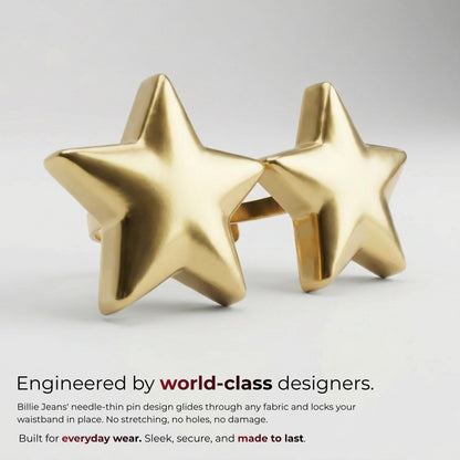 Billie Jeans polished gold star jeans pin with pointed five-point star design