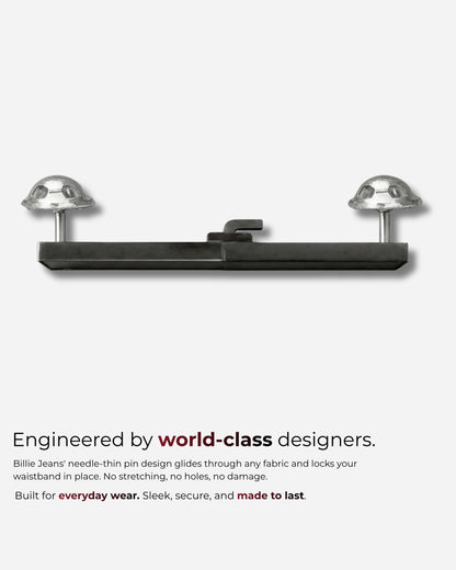 Metal pin with two rounded ends on a plain background.