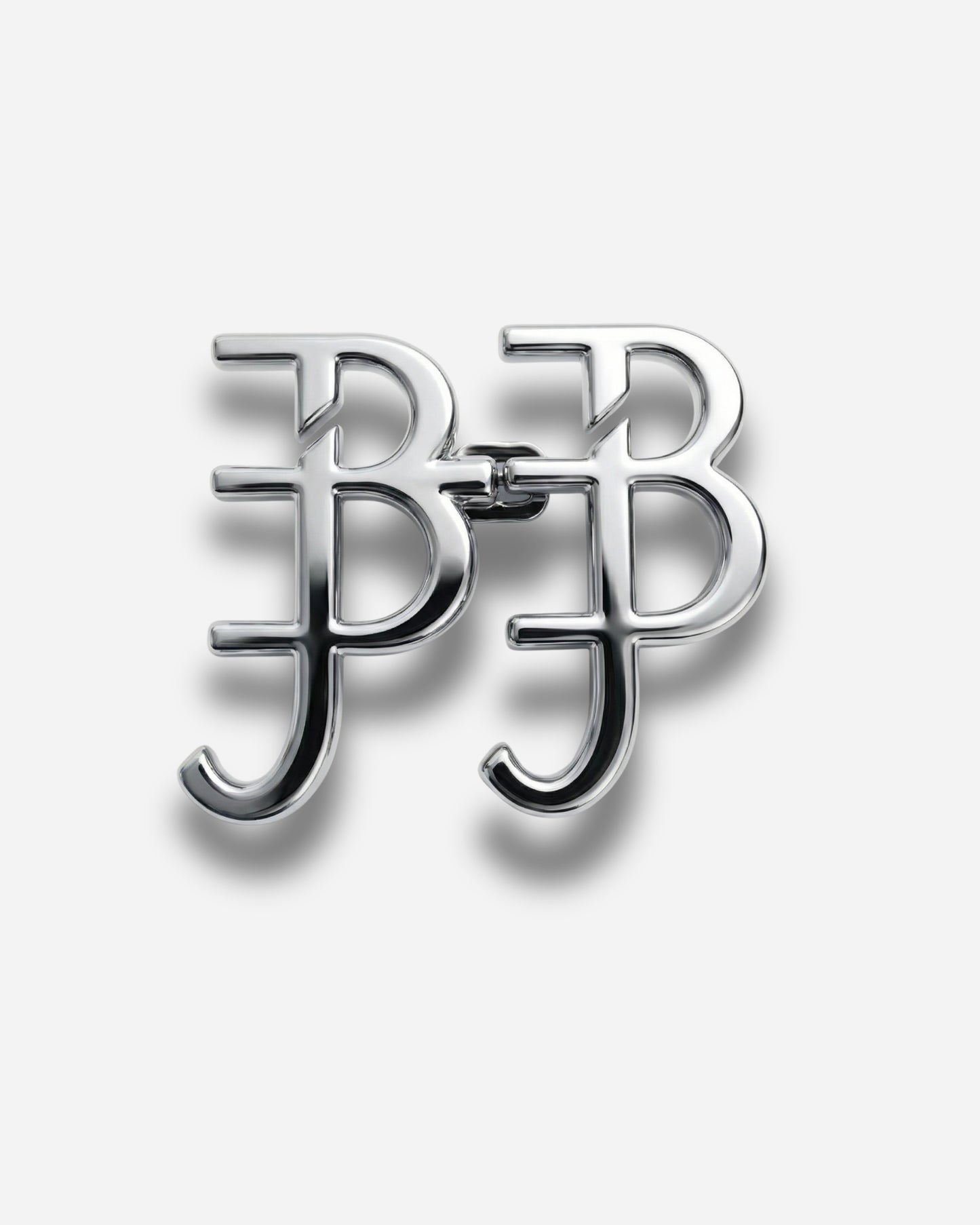 Silver logo featuring intertwined letters B and J on a plain background.