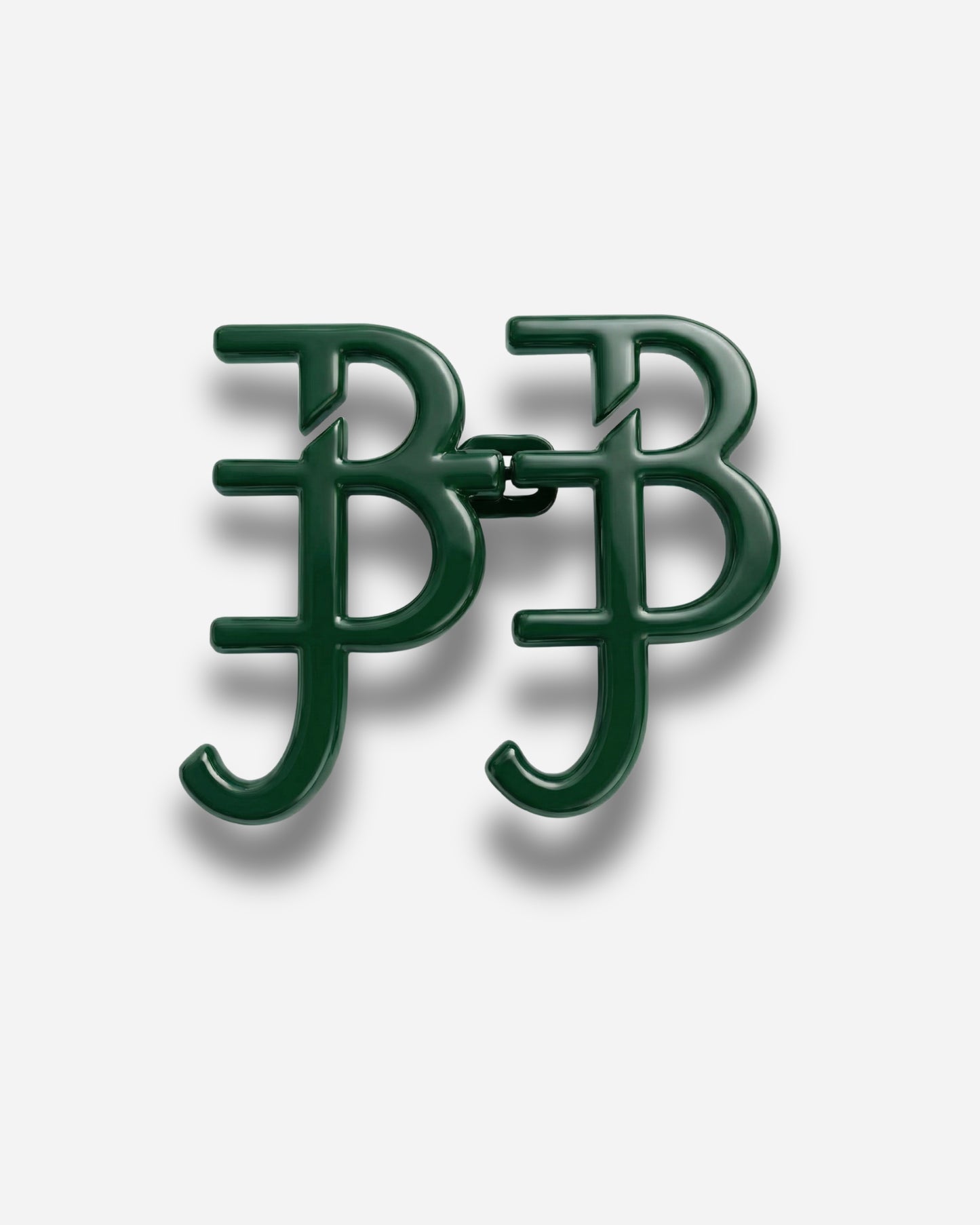 Green logo with intertwined letters B and J on a plain background