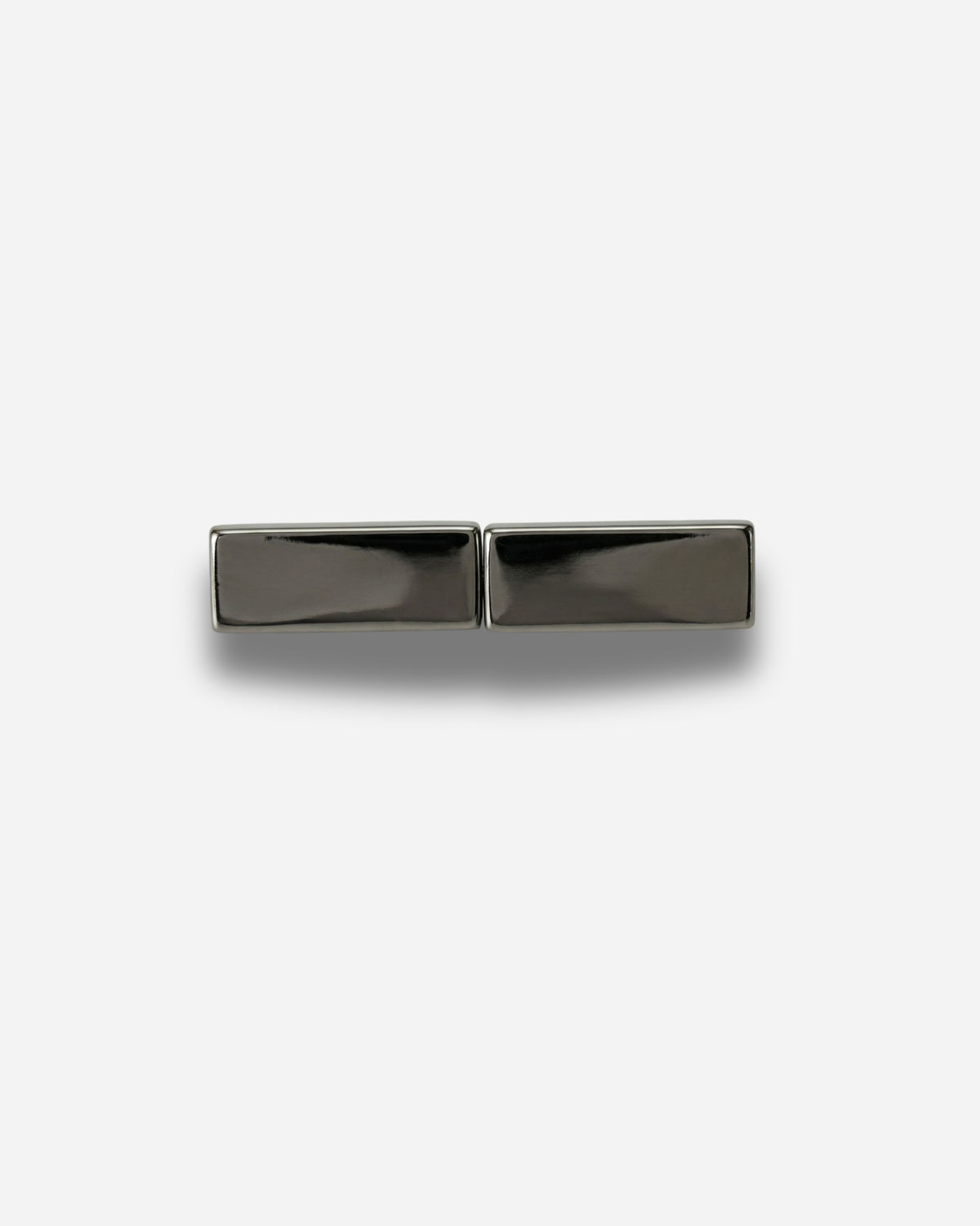 Billie Jeans Pins Linear jeans pins in gunmetal black, two rectangular bar pins with butterfly clasps, front view on a light background