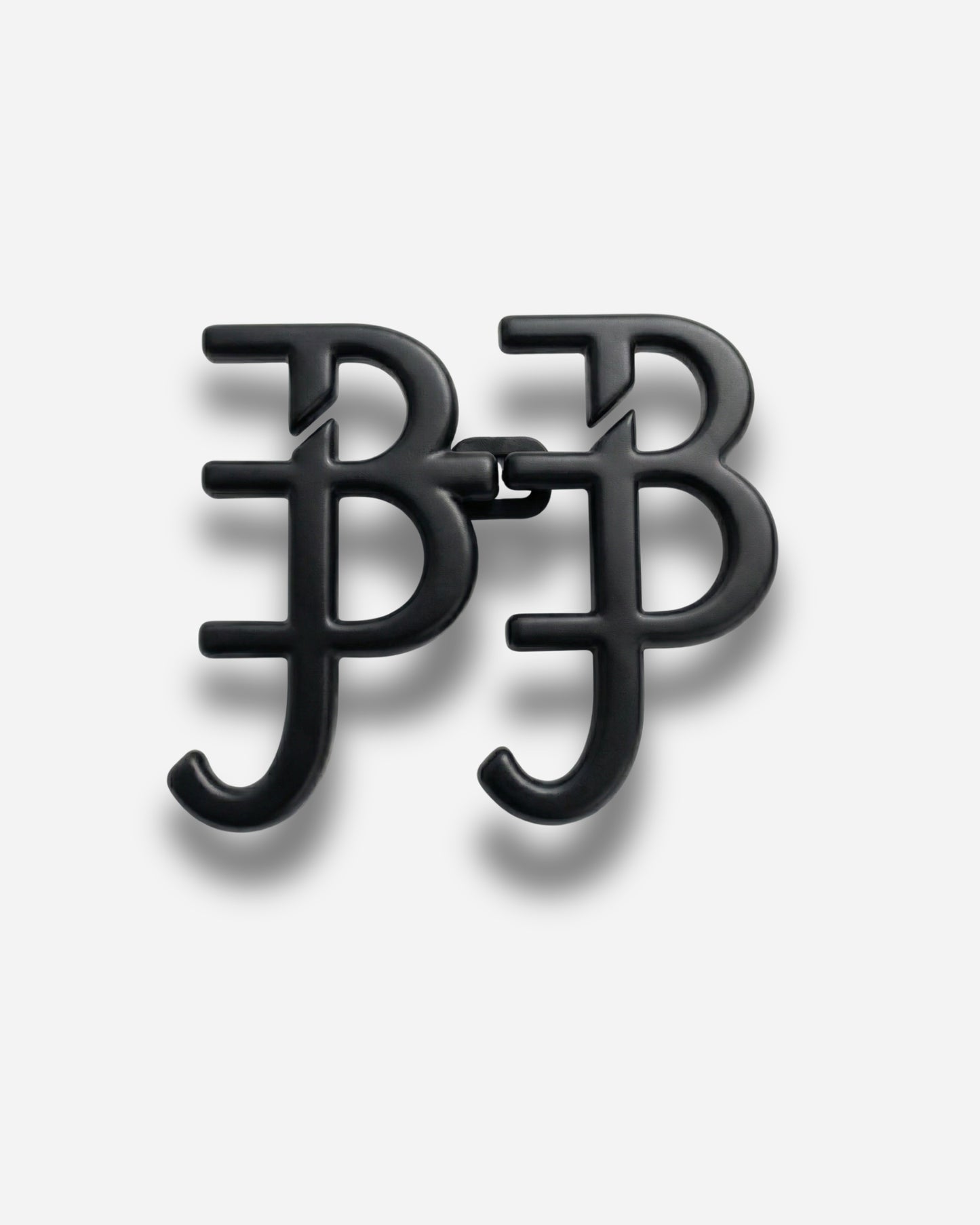 Black logo design featuring two interlocking letters B and J