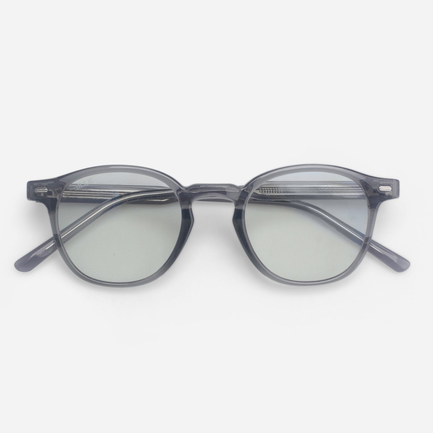 Clear eyeglasses on a white background