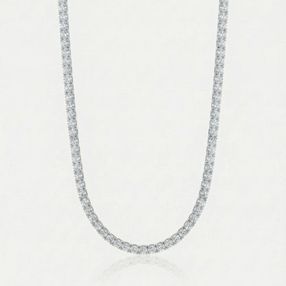 Diamond necklace on a light gray background