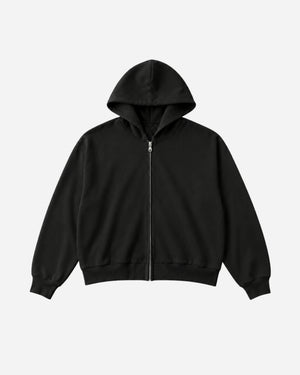Billie Satin Zip Up Cropped Black