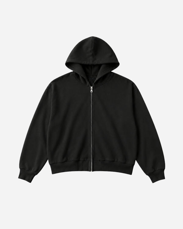 Billie Satin Zip Up Cropped Black