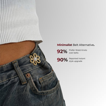 Close-up of a person wearing jeans with a decorative belt buckle, featuring statistics about belt preferences.