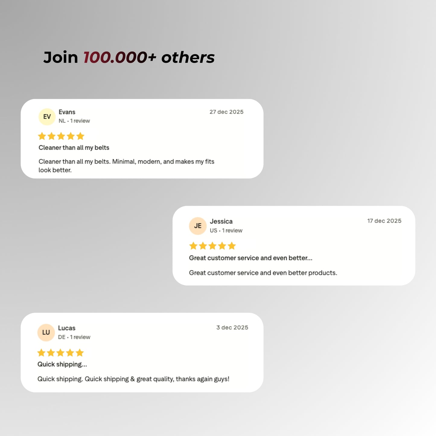 Reviews from customers on a gray background