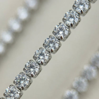 Close-up of a diamond bracelet on a neutral background