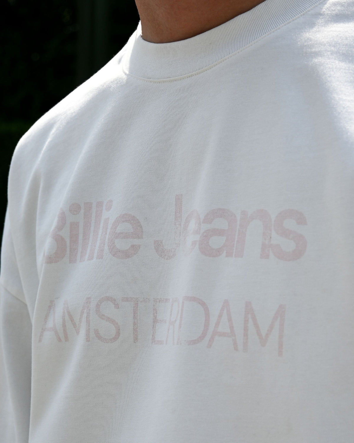 Close-up of the Billie Jeans Amsterdam print on the Billie Long Sleeve Fade