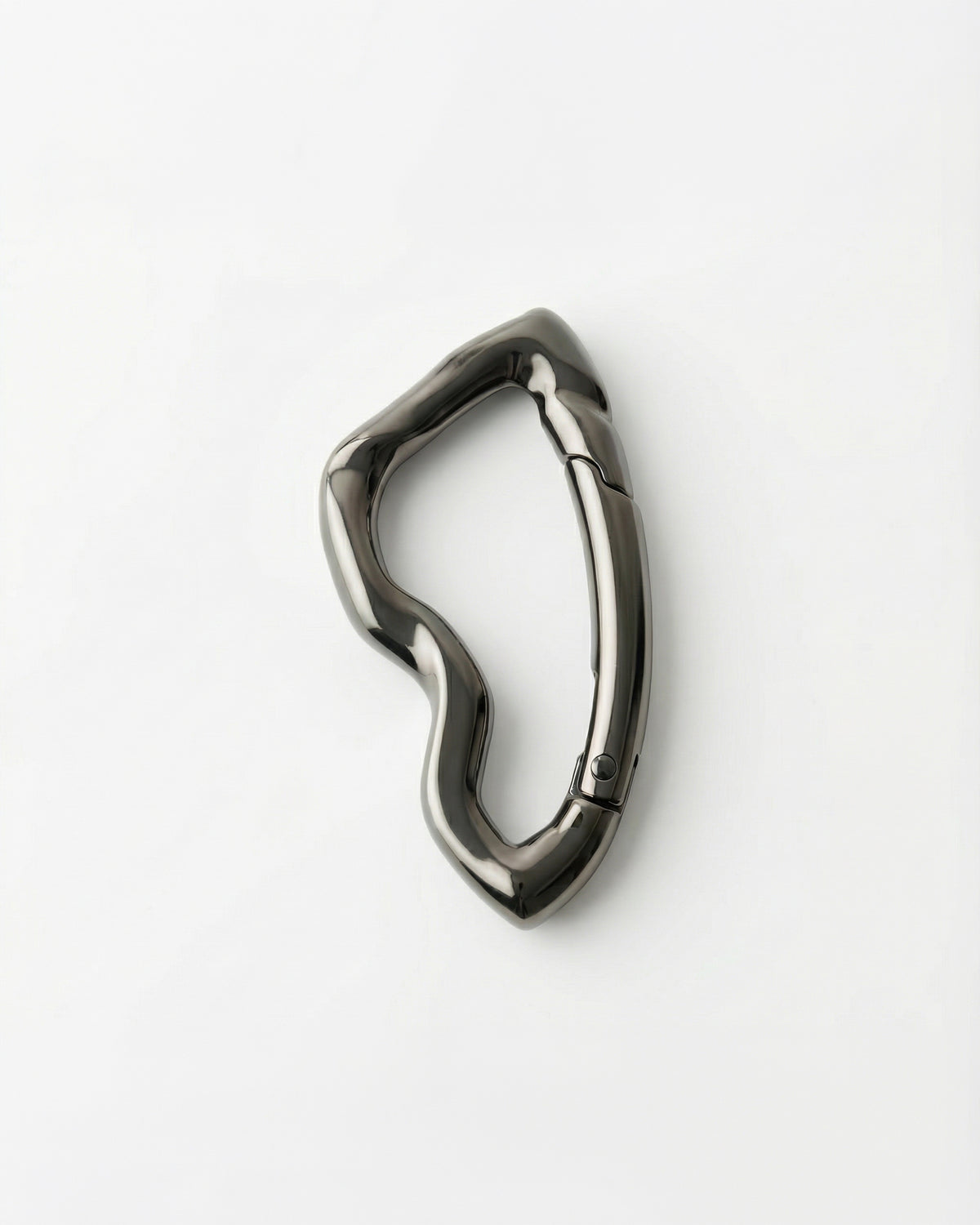 Billie Carabiner Keychain in gunmetal black, wavy carabiner clip on a light background