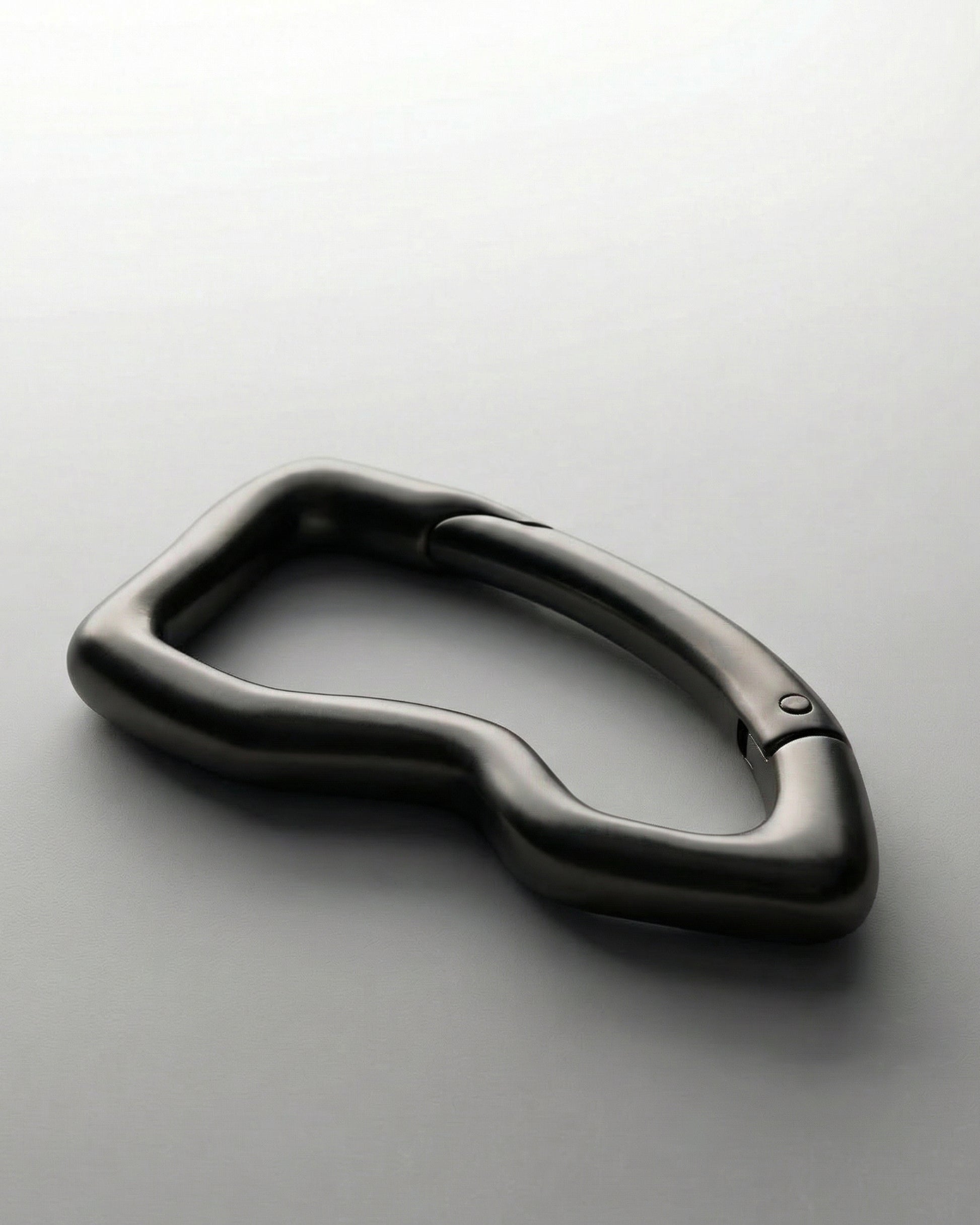 Black, abstract-shaped object on a light background.