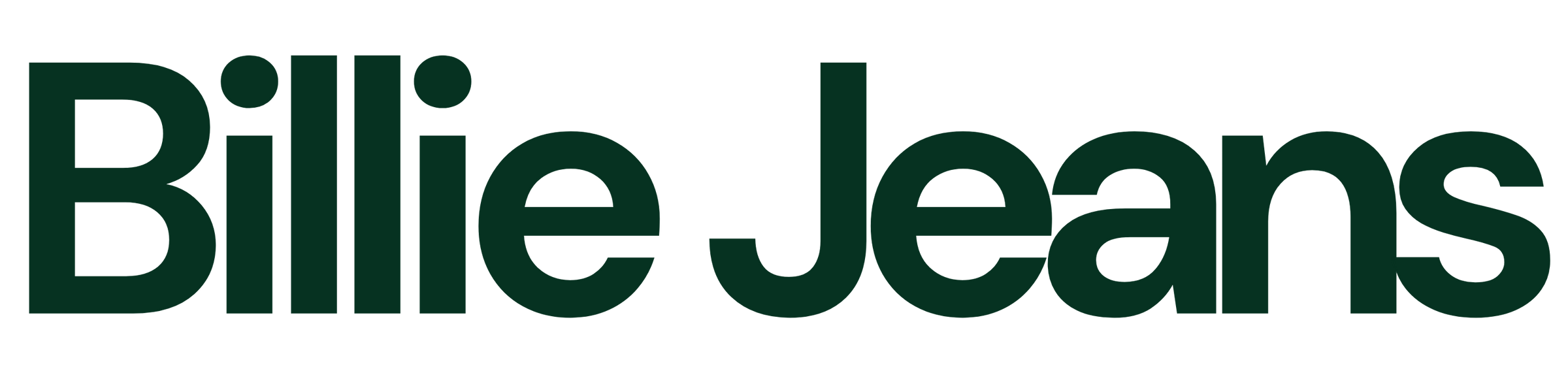 Text logo displaying 'Billie Jeans' in green font