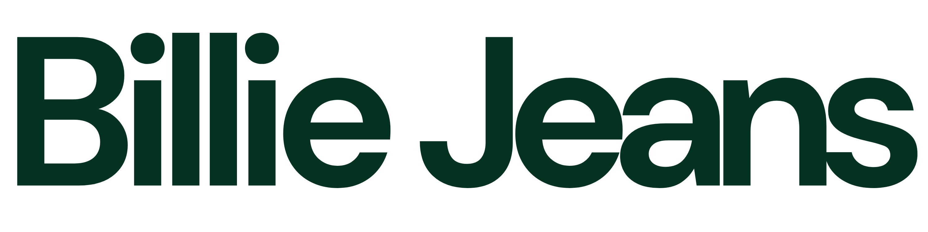 Text logo displaying 'Billie Jeans' in green font