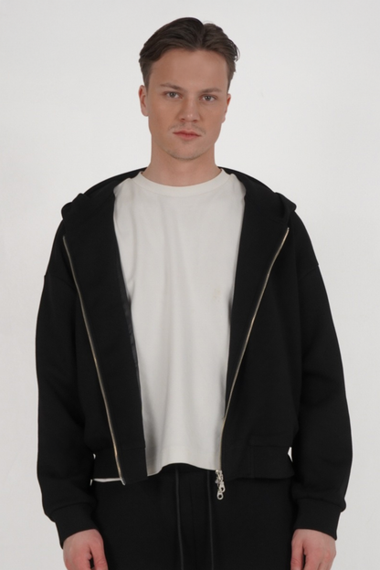 BILLIE CROPPED ZIP UP BLACK