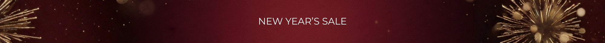 Promotional banner with 'New Year's Sale' text on a dark background with decorative elements.