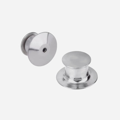 Two silver clasps on a white background