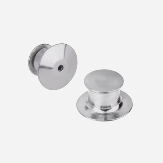 Two silver clasps on a white background