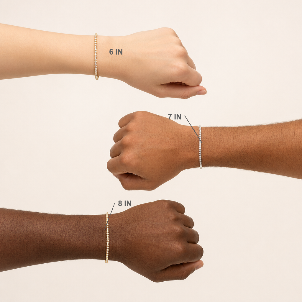 Tennis bracelet size guide in inches