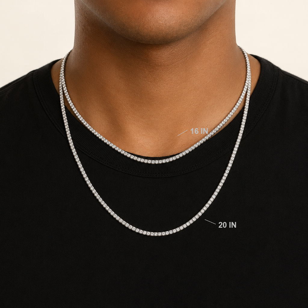 Tennis chain length guide in inches
